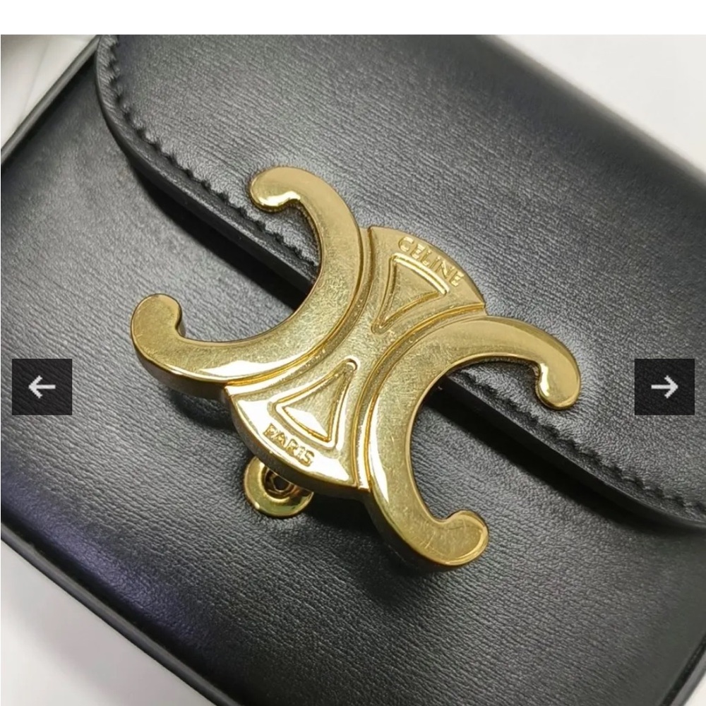 Celine Black Leather Crossbody with Gold Triomphe Hardware - Picture 3 of 12